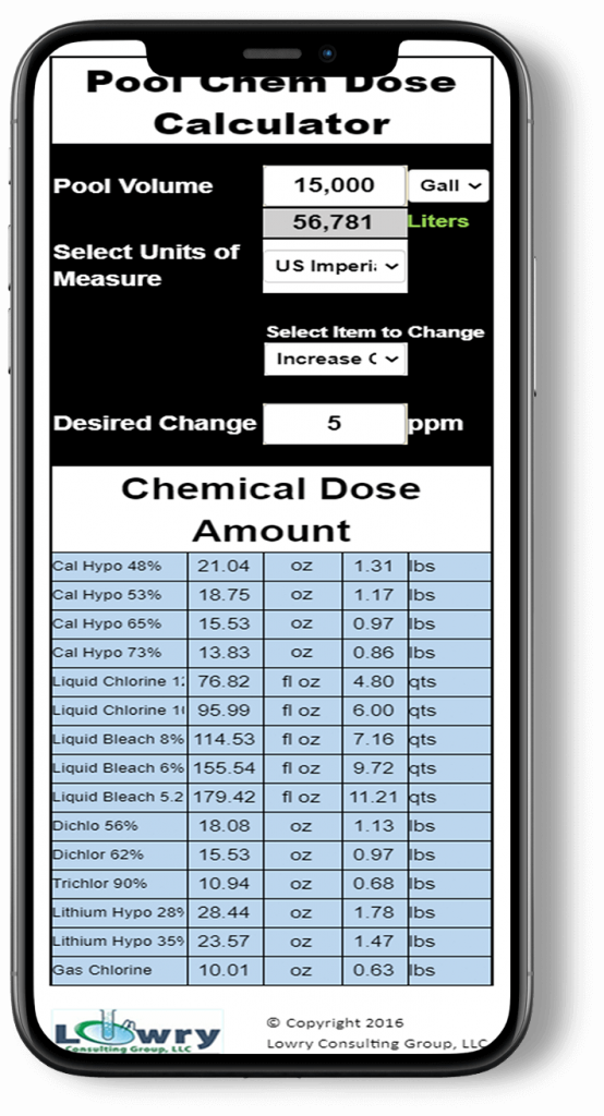 Pool Chemical Dose Calculator App