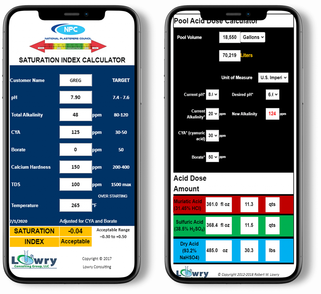 Pool Water Chemical Calculator Apps